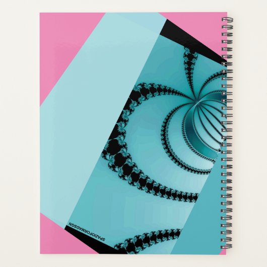 Fractalentuin roze & azuur planner (Achterkant)