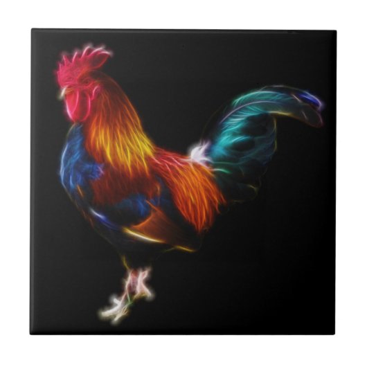 Fractalius Leghorn Rooster Tegeltje (Voorkant)