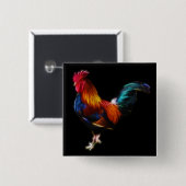 Fractalius Leghorn Rooster Vierkante Button 5,1 Cm (Voorkant /achterkant)