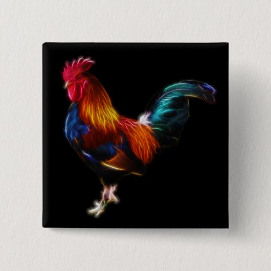 Fractalius Leghorn Rooster Vierkante Button 5,1 Cm (Voorkant)