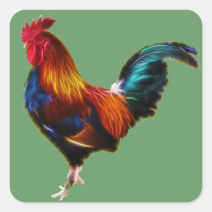 Fractalius Leghorn Rooster Vierkante Sticker