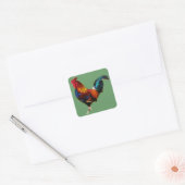 Fractalius Leghorn Rooster Vierkante Sticker (Envelop)