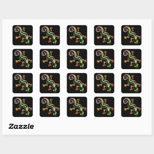 Fractalius Lizard Vierkante Sticker (Vel)
