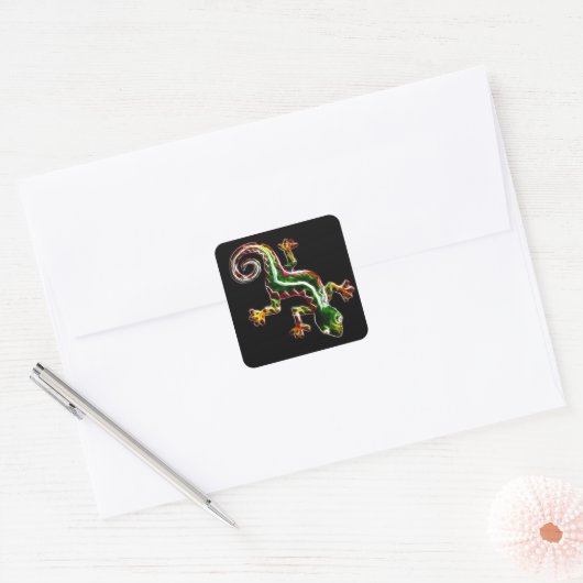 Fractalius Lizard Vierkante Sticker (Envelop)