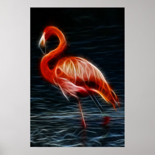 Fractalius Pink Flamingo Poster