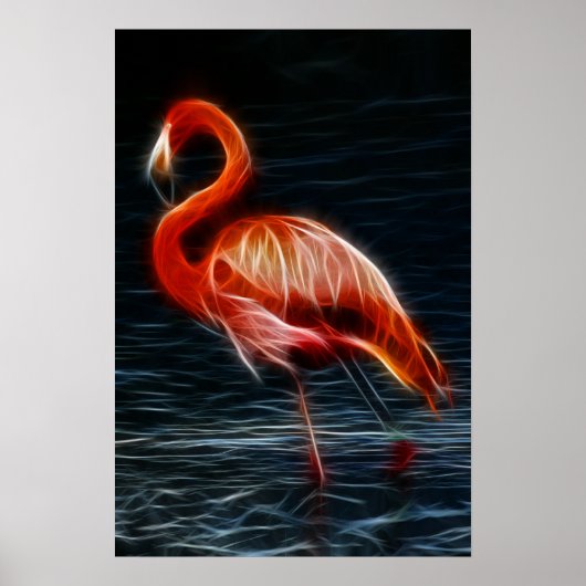 Fractalius Pink Flamingo Poster (Voorkant)