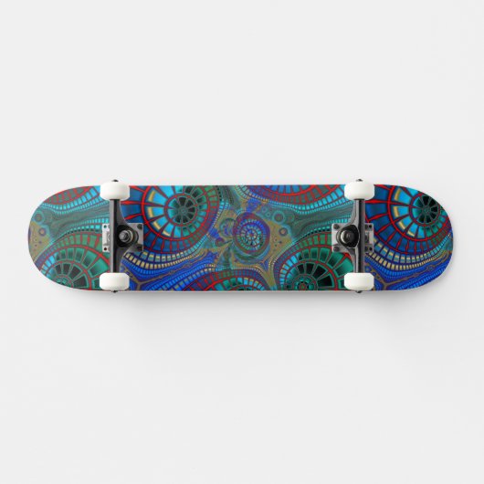 Fractals Mandala Art Blue Red Green Skateboard (Horizontaal)