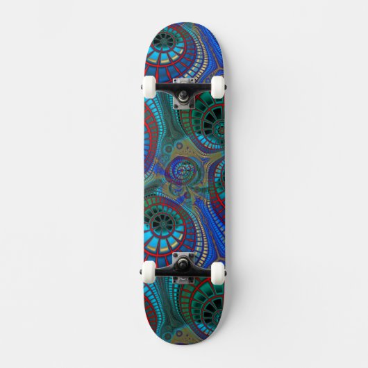 Fractals Mandala Art Blue Red Green Skateboard (Voorkant)