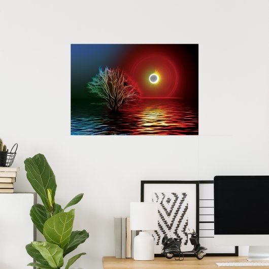 Fractielaboom, hemel en rivier poster (Thuiskantoor)