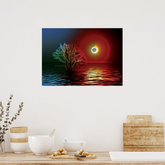 Fractielaboom, hemel en rivier poster (Keuken)