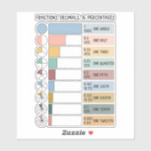 Fracties, decimalen, percentages regenboog Kinder Sticker (Vel)