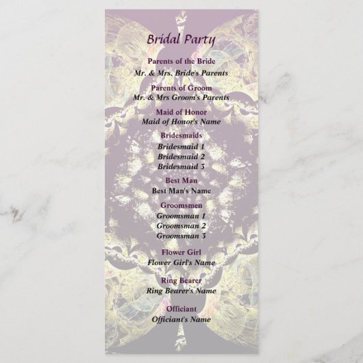 Fractrals - Perzisch Floral Motif Wedding Programm Programmakaart (Achterkant)