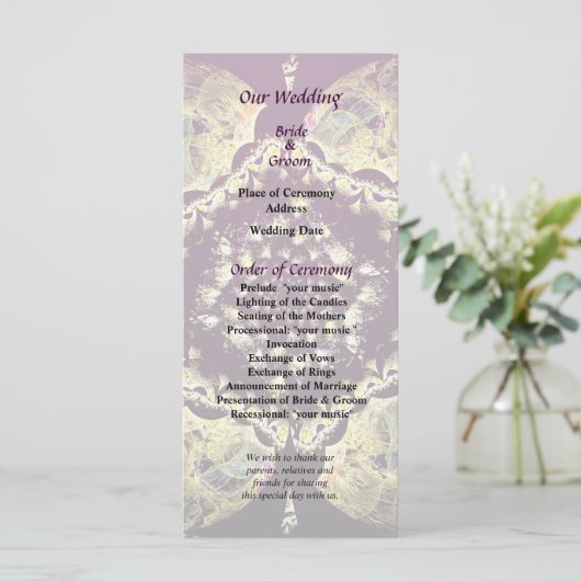 Fractrals - Perzisch Floral Motif Wedding Programm Programmakaart (Staand voorkant)