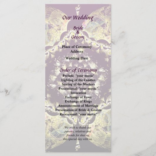 Fractrals - Perzisch Floral Motif Wedding Programm Programmakaart (Voorkant)