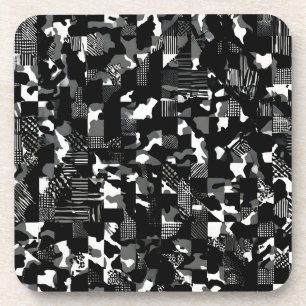 "Fractura" - Zwart Wit Camouflagepatroon  Bier Onderzetter