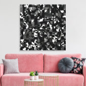 "Fractura" - Zwart Wit Camouflagepatroon Canvas Afdruk (Insitu (Woonkamer))