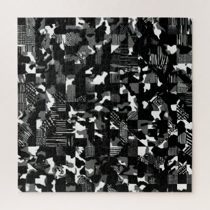 "Fractura" - Zwart Wit Camouflagepatroon Legpuzzel