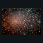 Fractured Nebula Cosmic Web Glow Perfect Poster<br><div class="desc">A delicate black web of countless fine cracks overlays a radiant nebula in deep indigo and midnight blue. Warm amber, copper, and fiery orange light surges through every fracture, illuminating hundreds of sparkling golden-white stars that pulse like distant galaxies or captured fireflies. The central burst glows brightest, evoking a supernova...</div>