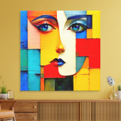 "Fractured Realities" – een Abstract portret Canvas Afdruk (Insitu (Woonkamer))