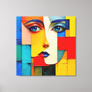 "Fractured Realities" – een Abstract portret Canvas Afdruk