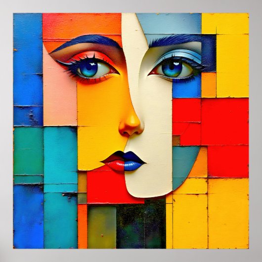 "Fractured Realities" – een Abstract portret Poster (Voorkant)