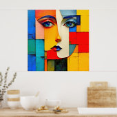 "Fractured Realities" – een Abstract portret Poster (Keuken)