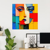 "Fractured Realities" – een Abstract portret Poster (Thuiskantoor)