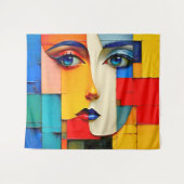 "Fractured Realities" – een Abstract portret Wandkleed (Voorkant (horizontaal))
