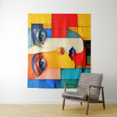 "Fractured Realities" – een Abstract portret Wandkleed (In situ)
