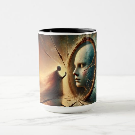 Fractured Reflections: surrealistische spiegelrefl Mok (Midden)