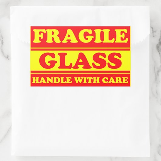 Fragiel glazen verzendlabel rechthoekige sticker (Tas)