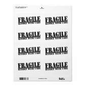 Fragiel handvat met waslabels etiket (Full Sheet)