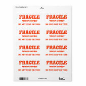 Fragiel oranje kleurenetiket etiket (Full Sheet)