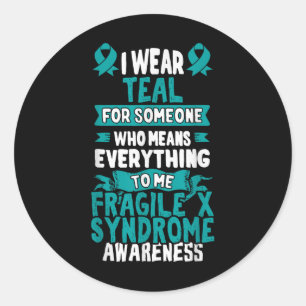 Fragiel X-syndroom T-Shirt Blauwgroen bewustzijnsl Ronde Sticker