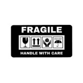 Fragiele aangepaste handgreep met zorglabels etiket (Voorkant)