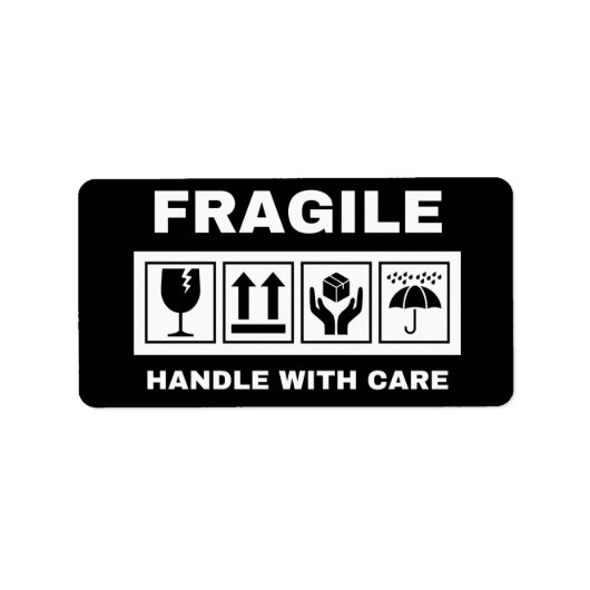 Fragiele aangepaste handgreep met zorglabels etiket (Voorkant)