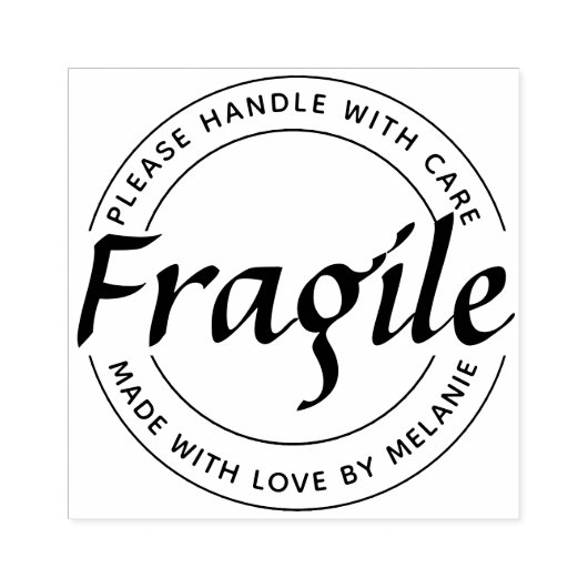 Fragiele Elegante Script Circle Tekst & Inkpad Rubberstempel (Afrduk)