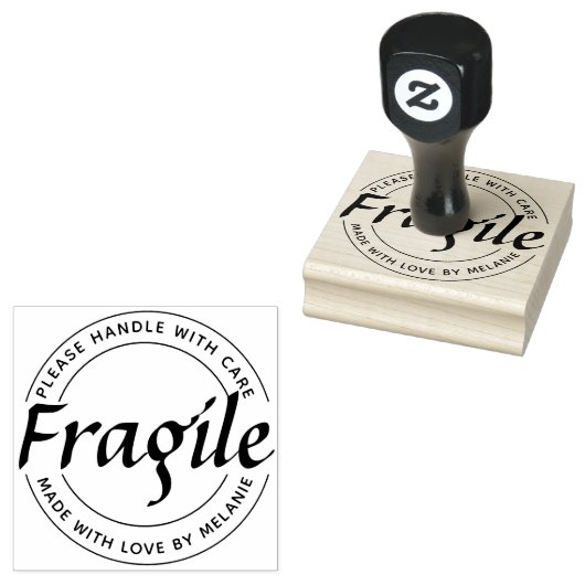 Fragiele Elegante Script Circle Tekst & Inkpad Rubberstempel (Gestempeld)