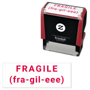 FRAGIELE Grappige Zelfinktstempel ROOD Zelfinktende Stempel