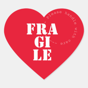 Fragiele verzending stiker advies hart - gevormd sticker