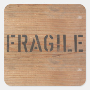 Fragil op Hout wordt gestempeld dat Vierkante Sticker
