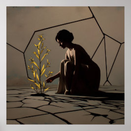 Fragile Bloom – Solarpunk Hergroei Poster