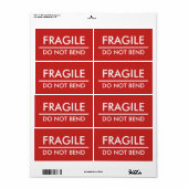 Fragile / Geen rode, vette kogels buigen Etiket (Full Sheet)