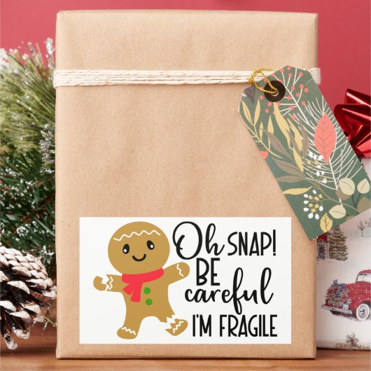 Fragile Gingersnap Rechthoekige Sticker (Feestdagen)