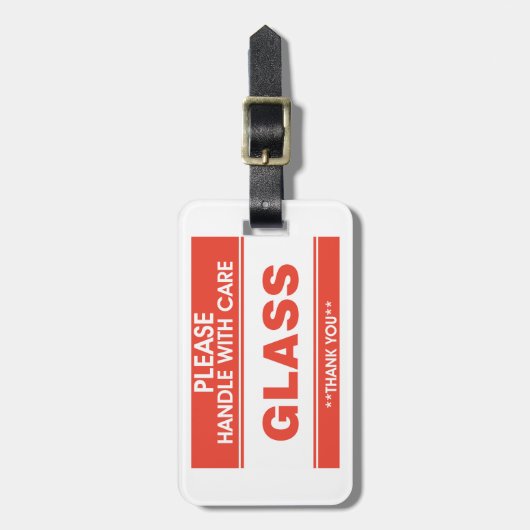Fragile Glass Handle With Care Warning Bagagelabel (Voorkant verticaal)