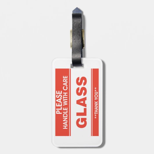 Fragile Glass Handle With Care Warning Bagagelabel (Achterkant verticaal)