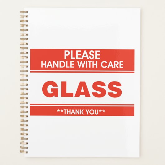 Fragile Glass Handle With Care Warning Planner (Voorkant)