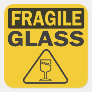 Fragile Glass verzending of mailing Vierkante Sticker