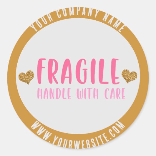 Fragile handgreep met aangepaste auto's ronde sticker (Voorkant)