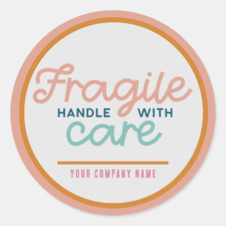 Fragile handgreep met aangepaste zorg ronde sticker